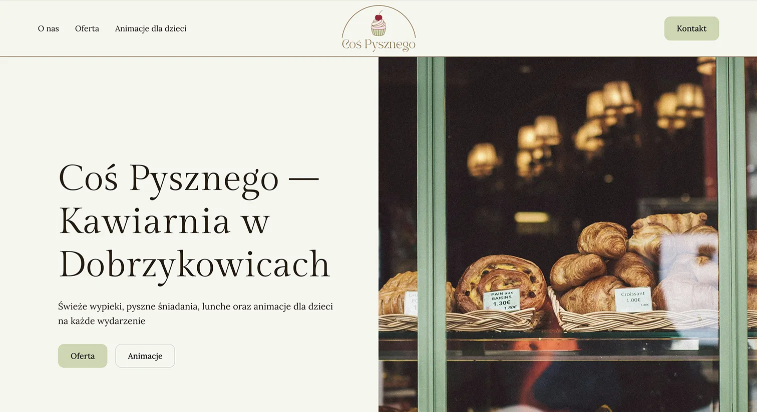 Landing Page of Cos Pysznego website