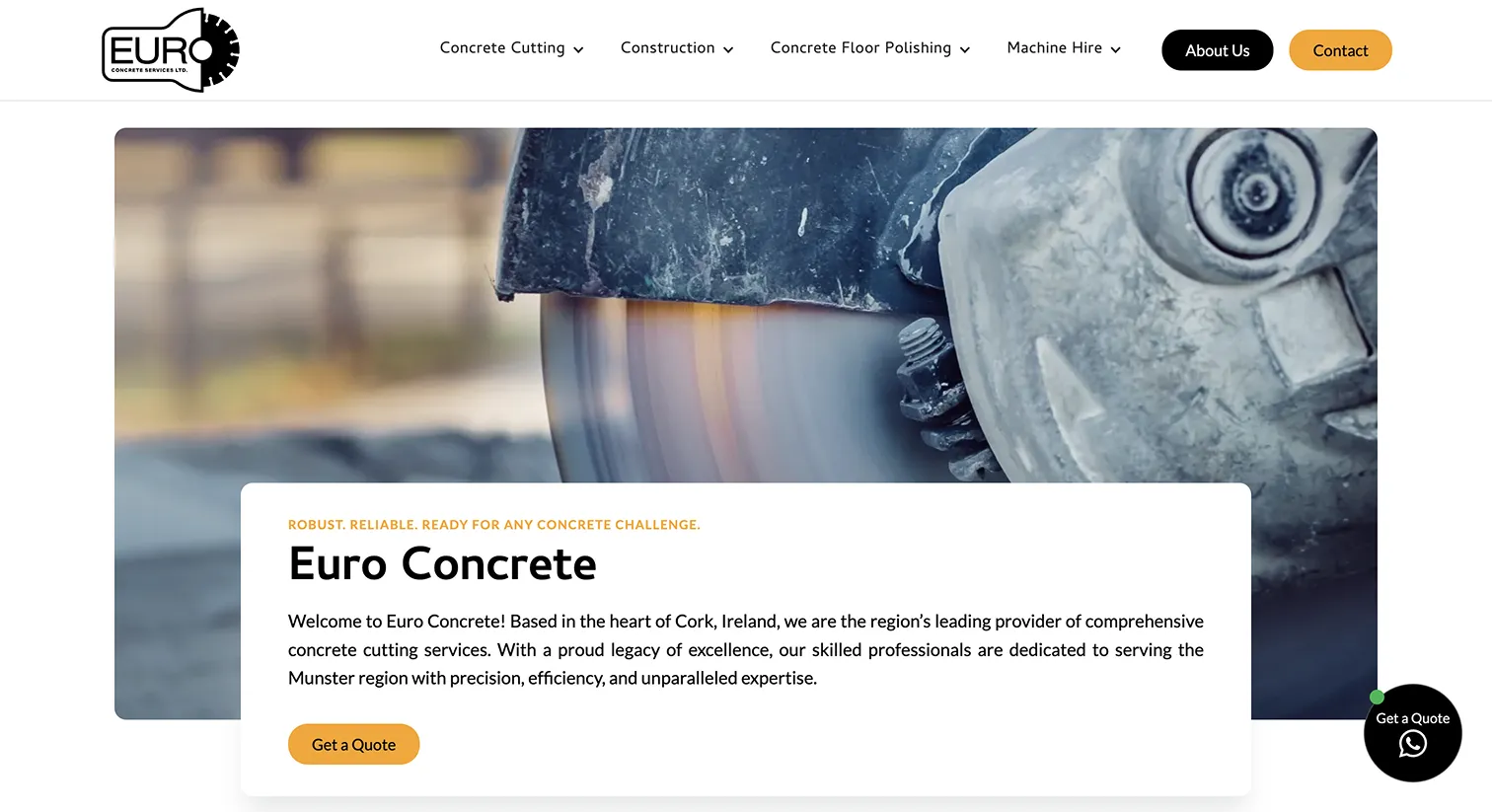 Landing Page of Euro Concrete Website