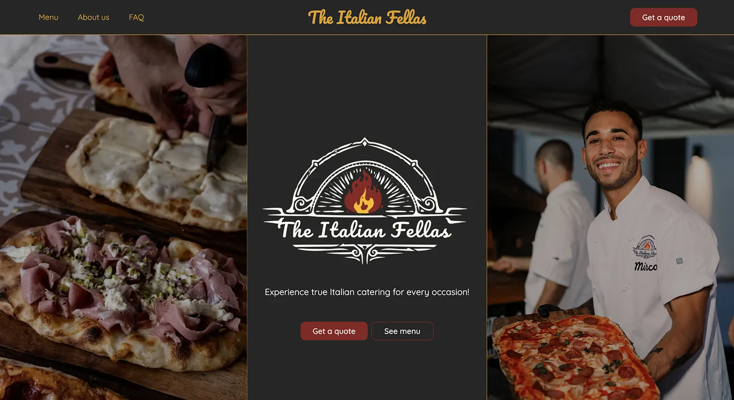 Landing Page of The Italian Fellas website