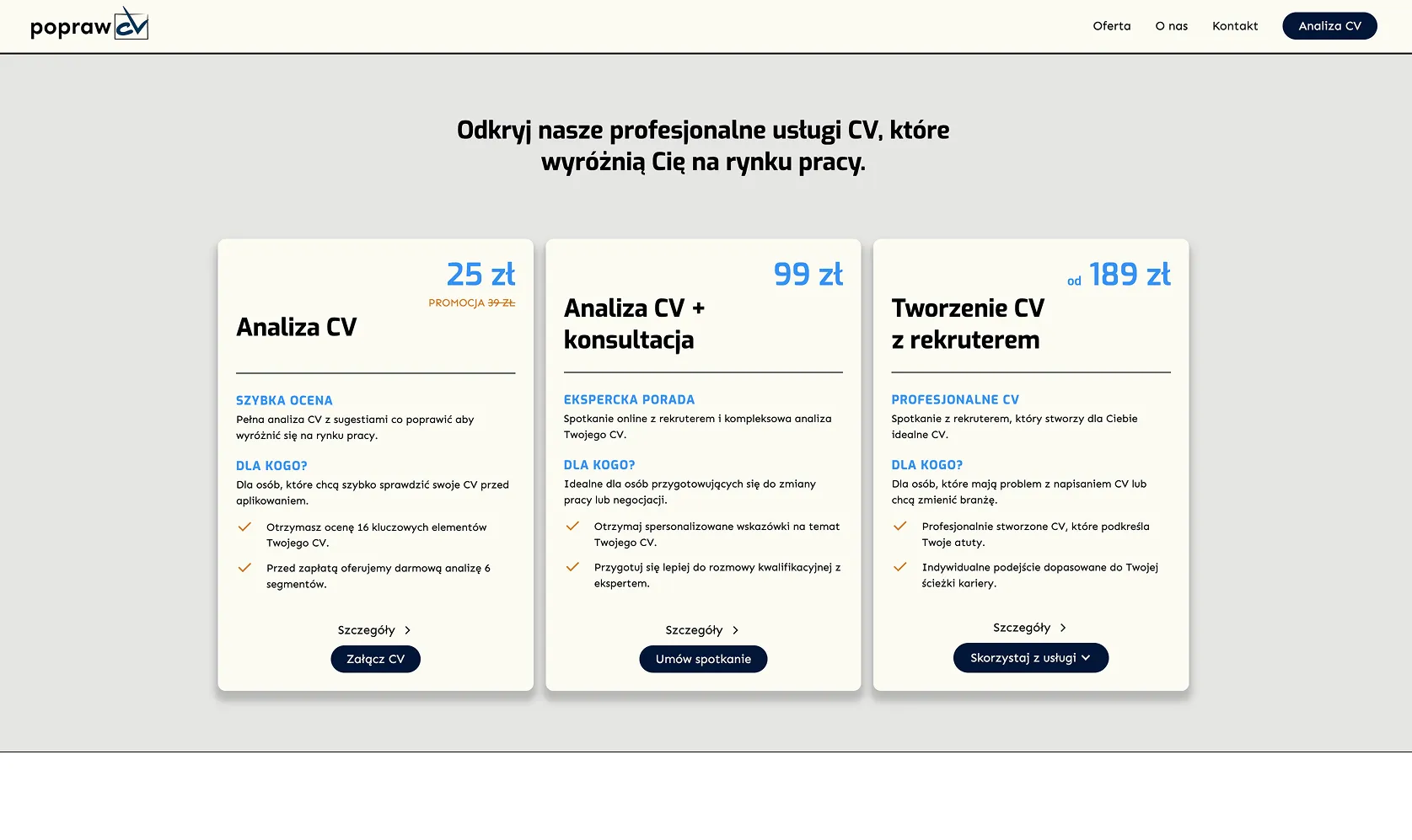Product offer at PoprawCV