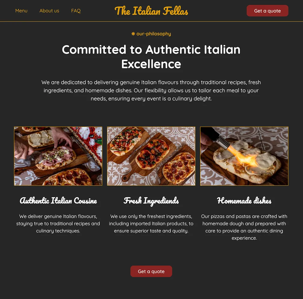 Menu at The Italian Fellas website