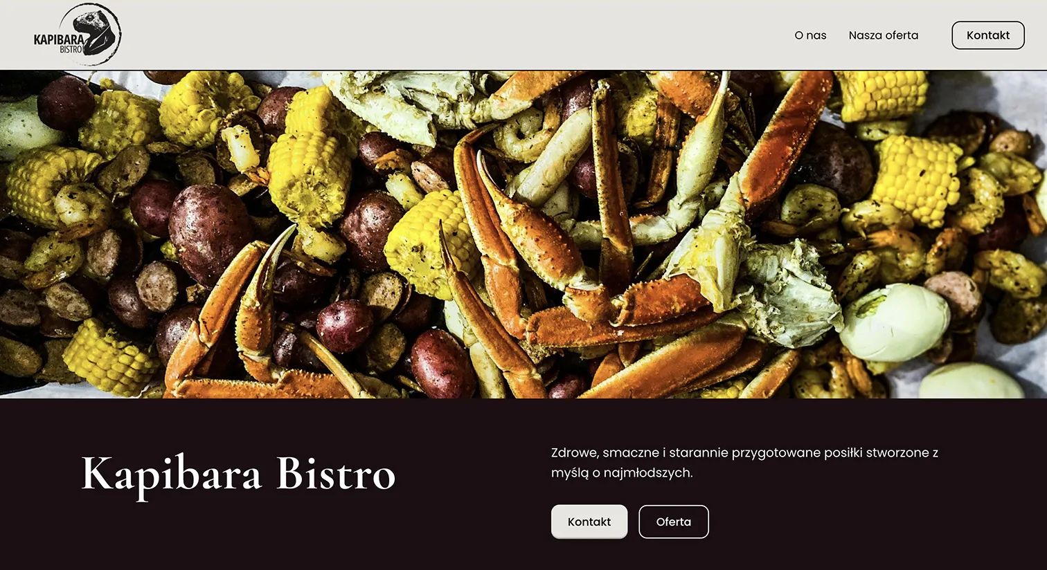 Landing Page Kapibara Bistro website