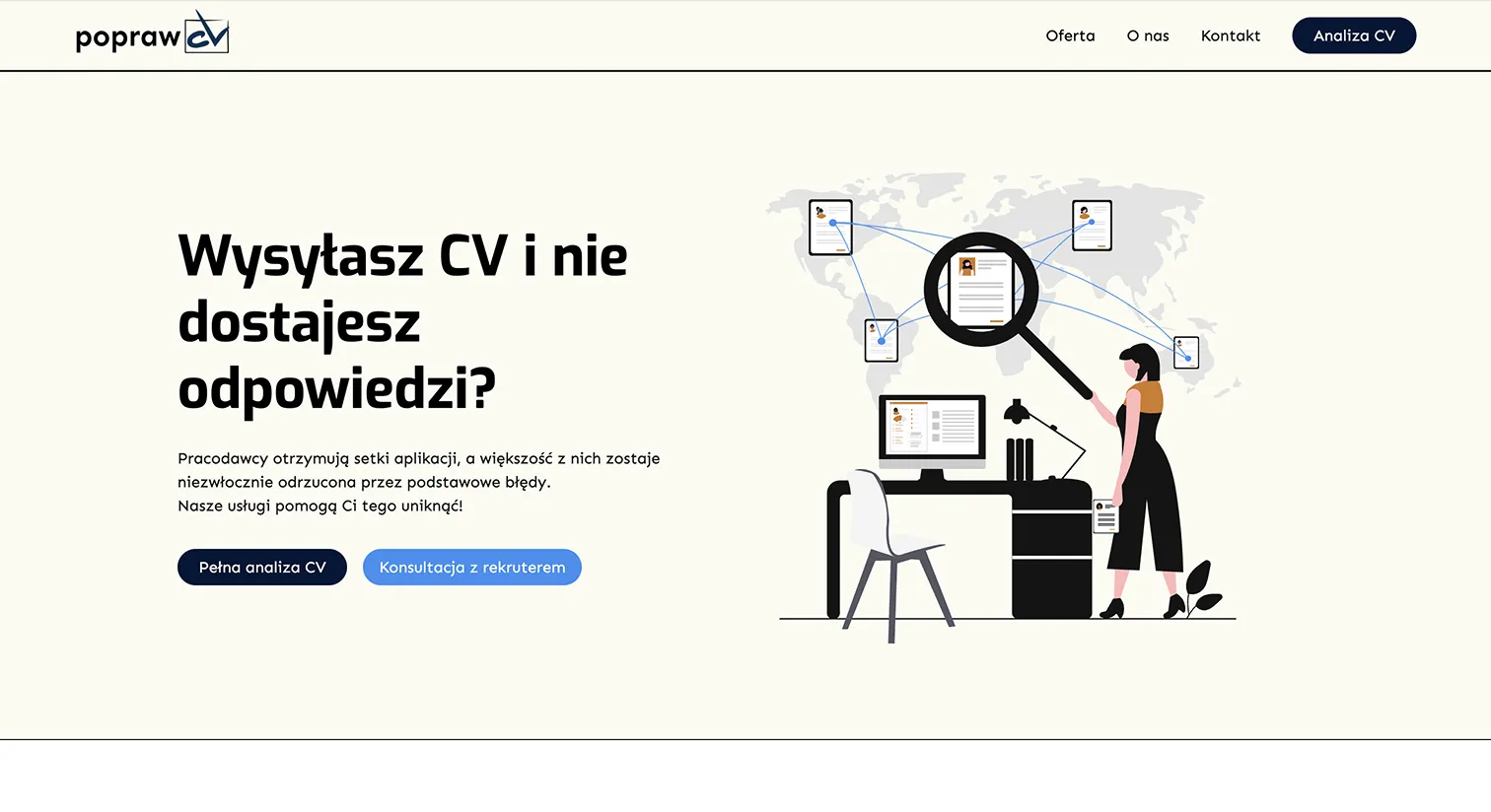 Landing Page of PoprawCV page